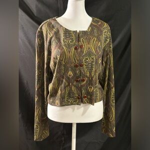 Funky Retro Paisley Top with chunky Buttons
